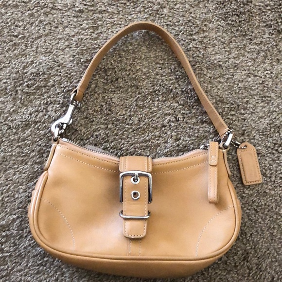 Coach Handbags - COACH Mini Hampton Tan Leather Purse
